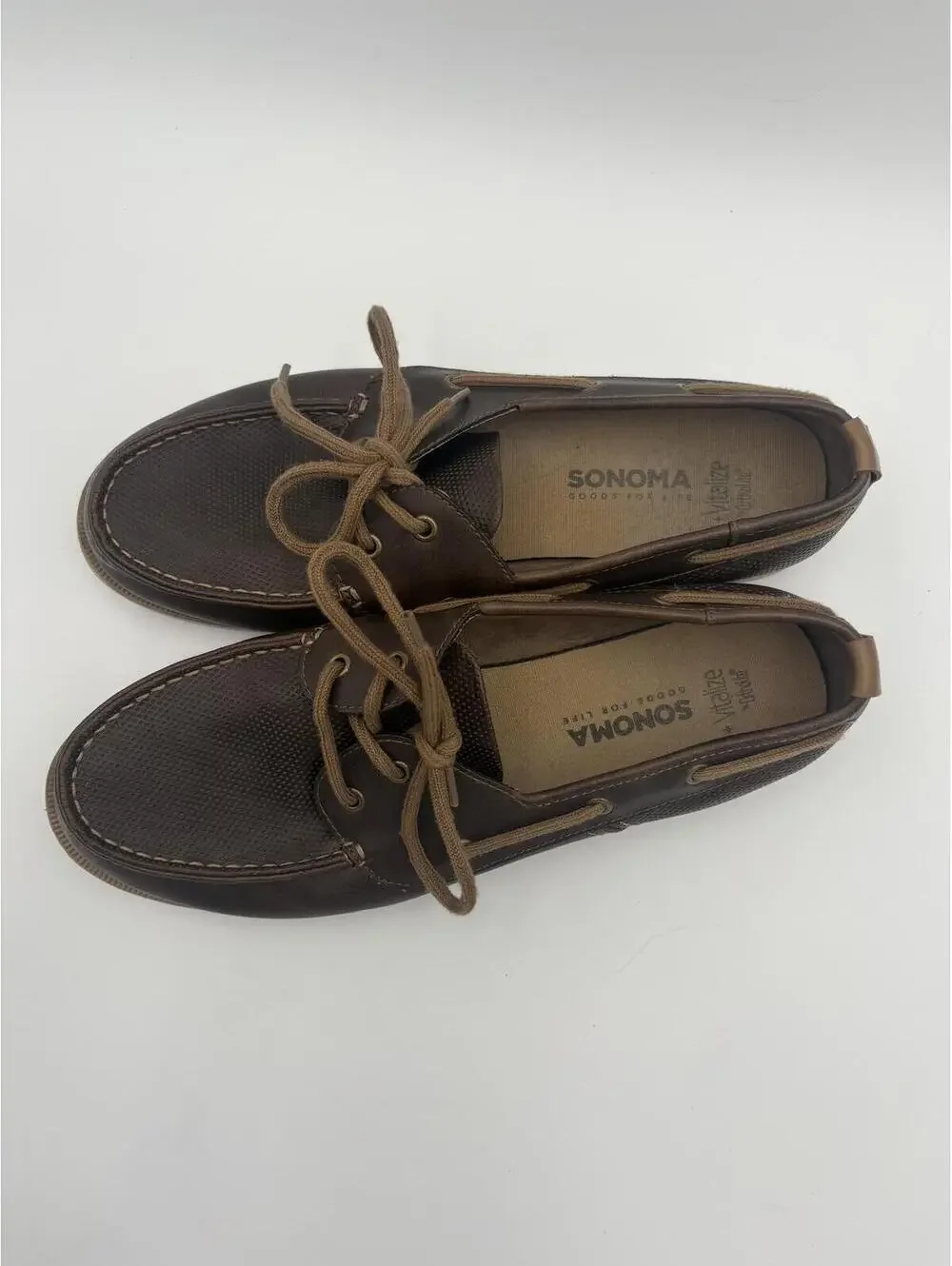 Sonoma Good Life Kutcher Brown Leather Boat Shoes with Laces Mens  Size 12